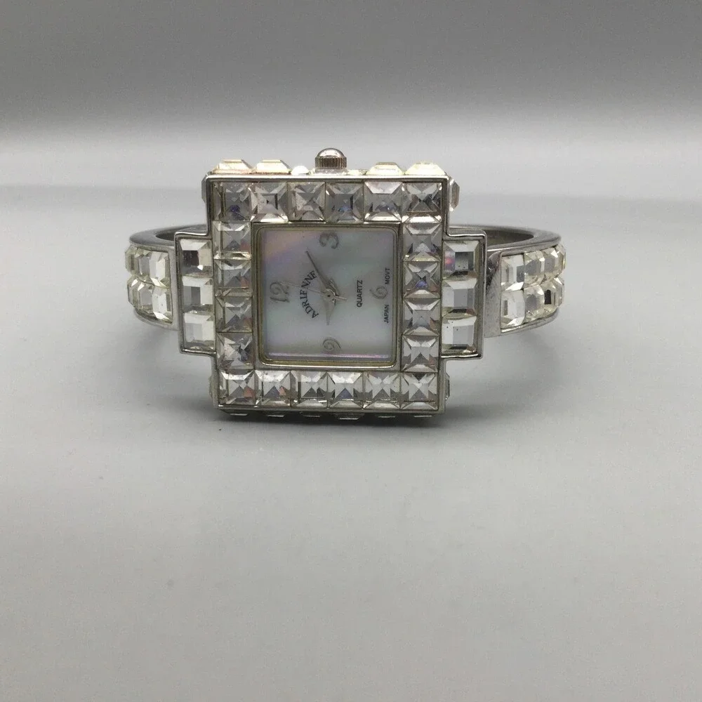 Adrienne Womens Watch 28mm MOP Dial Silver Tone Crystals 73289V New Battery